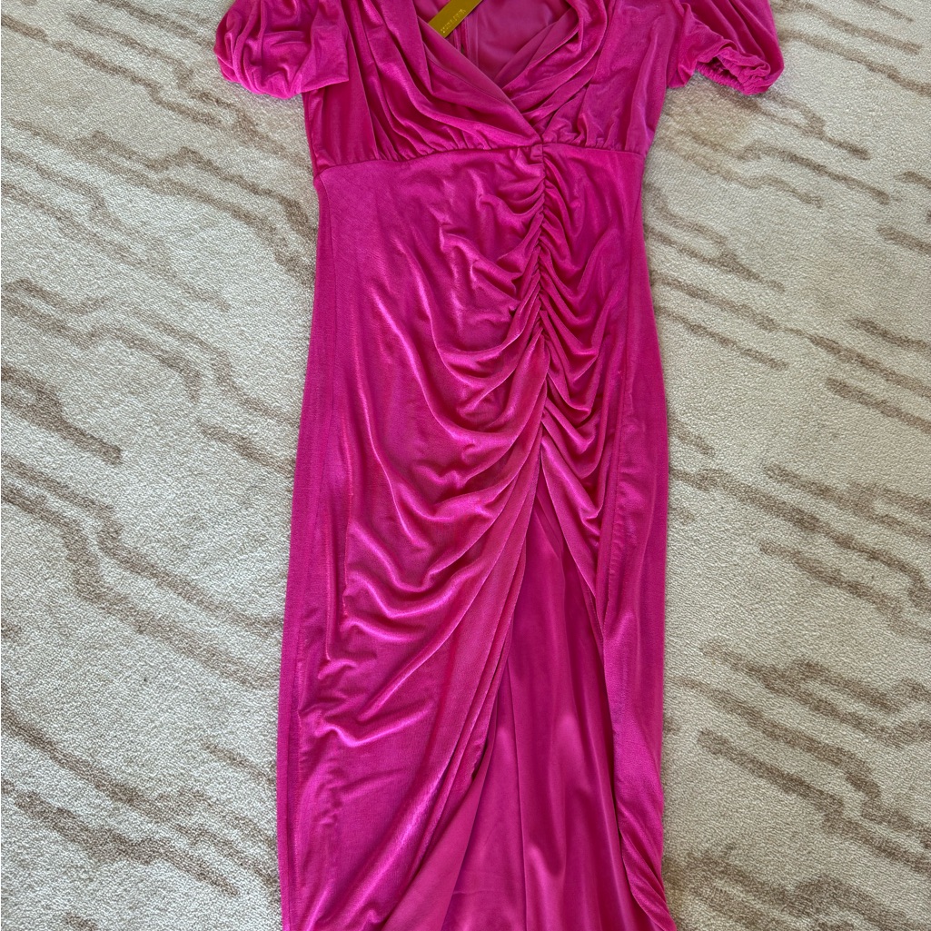 Alexia Admor Fuchsia Ruched Midi Dress